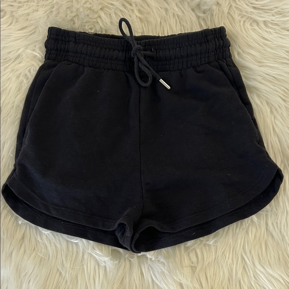 H&M Black sweatshorts size XS elastic waist shorts cotton blend